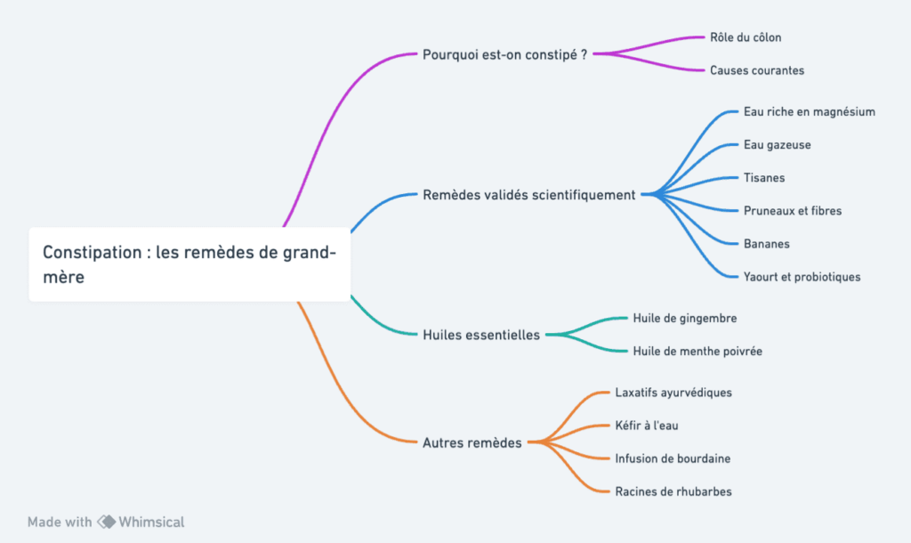carte mentale des remèdes de Grand-Mère pour la Constipation