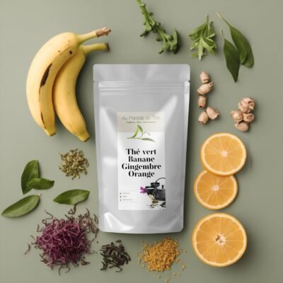 sachet thé vert banane gingembre orange