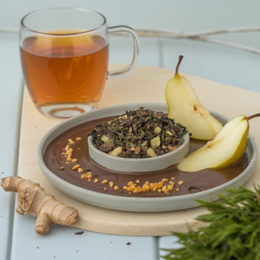 Thé vert façon Poire Belle-Hélène Thé vert façon Poire Belle-Hélène