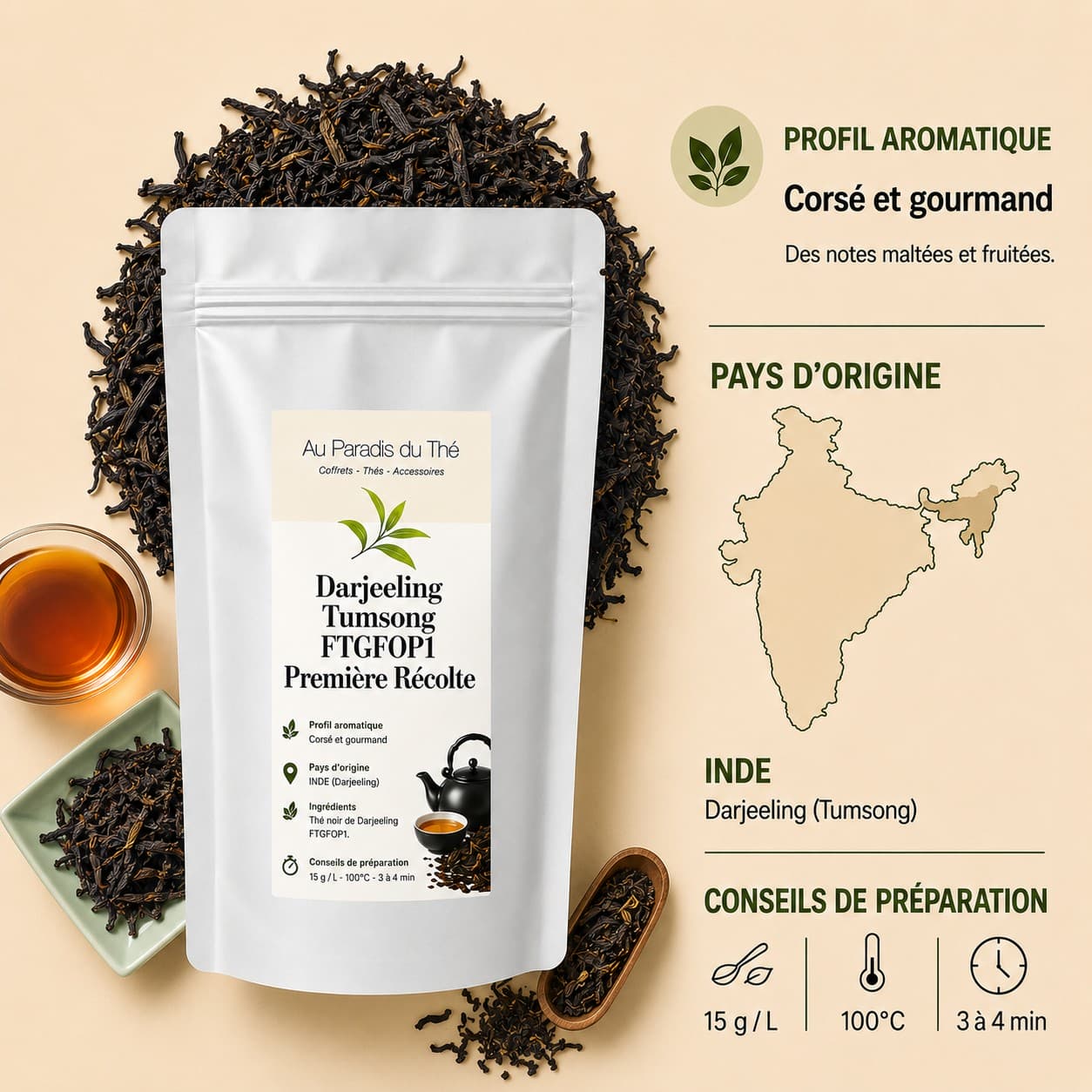 fiche Darjeeling FTGFOP1 Première Récolte