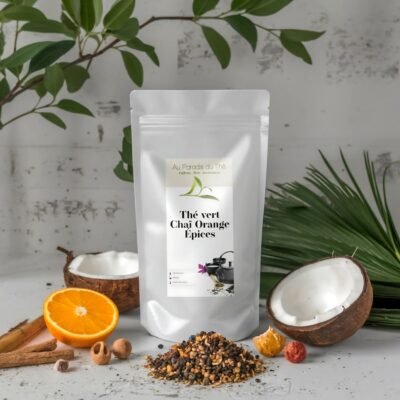 sachet thé vert chai orange épices
