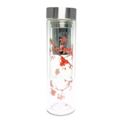 Mug thermos en verre "Cerisier en fleurs"