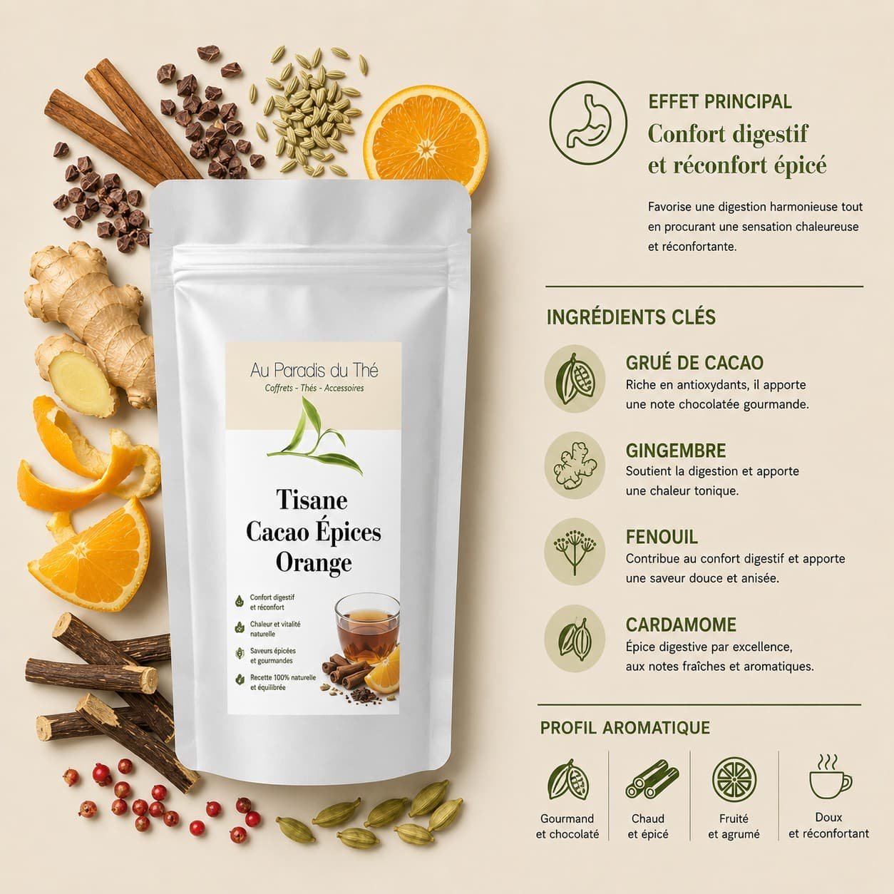 fiche cacao orange épices