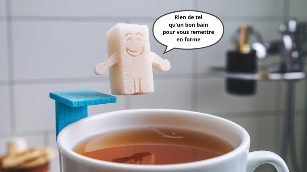 Sucre dans une tasse de thé