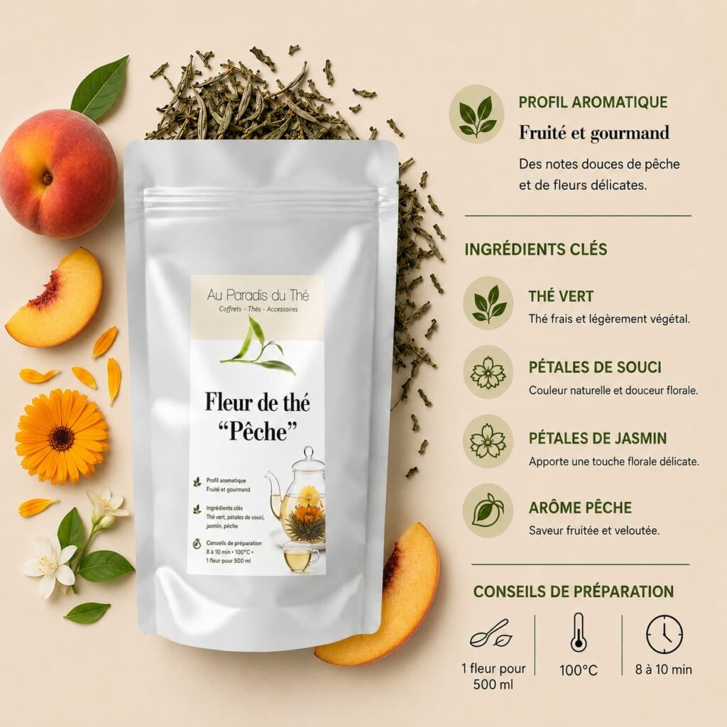 fiche fleur de thé pêvhe