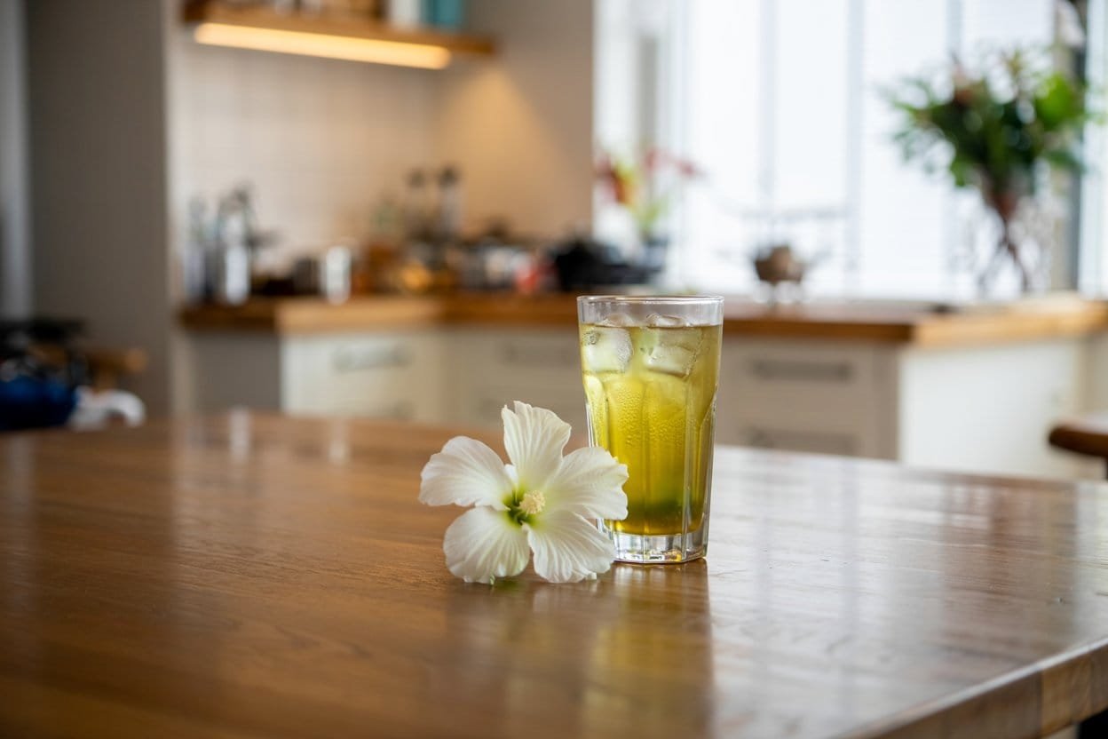 verre hibiscus vert